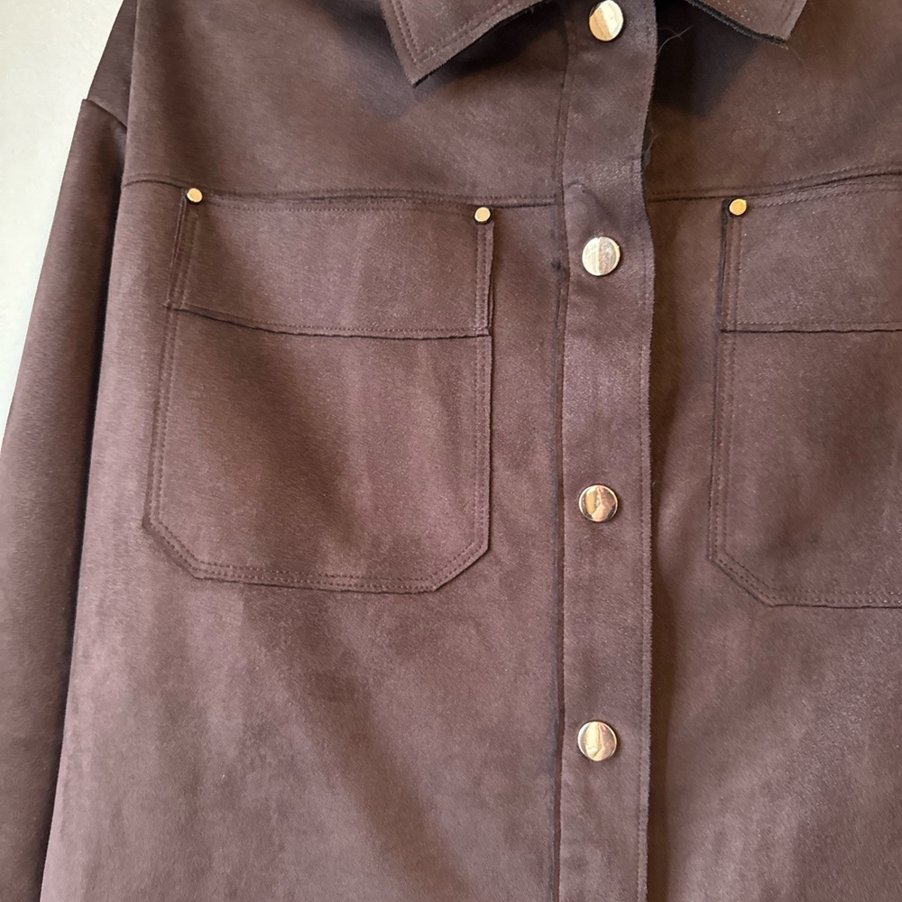 Torrid Faux Suede Brown Shacket - Picture 2 of 6